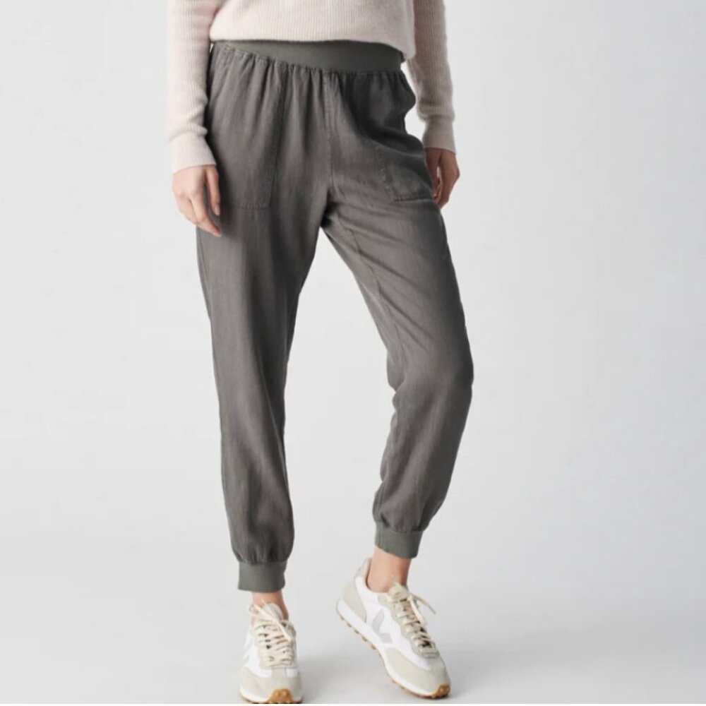 FAHERTY Women's EUC Arlie Day Jogger Pants "Surplus Green" Linen Bld. | Size‎ S